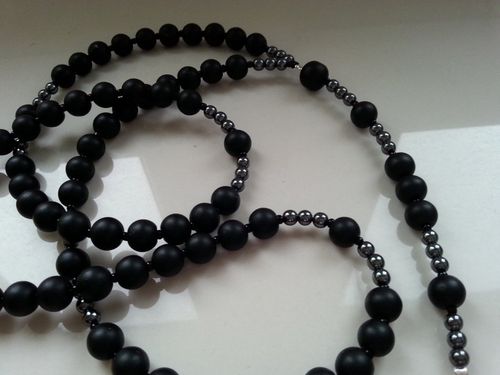 MĘSKI NASZYJNIK RÓŻANIEC ONYKS HEMATYT HIT Nowość na Arena.pl