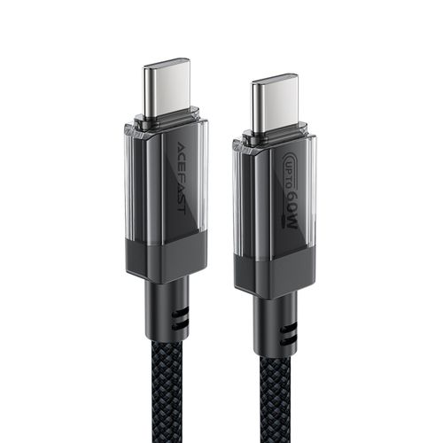 Kabel przewód USB-C z nylonowym oplotem PD 60W 480Mb/s - czarny na Arena.pl