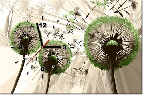 60CM 40CM ZEGAR OBRAZ DMUCHAWCE ZIELENI DRUK PŁÓTNO RAMA na Arena.pl