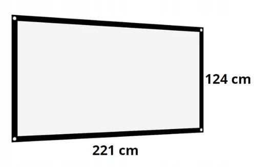 Duży EKRAN PROJEKCYJNY mata przenośna zwijana 100” 221x124 16:9 HDREADY 4K na Arena.pl