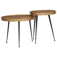 Stolik kawowy 2 szt. Złoty drewno konstrukcyjne