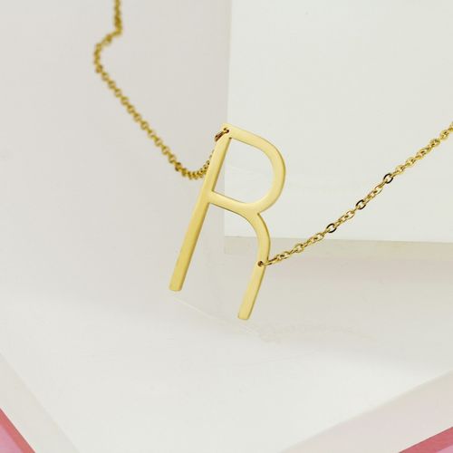 Naszyjnik stal chirurgiczna literka R platerowana złotem NST995R na Arena.pl