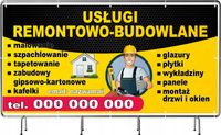 BANER REKLAMOWY 100x50cm plandeka duży wybór USŁUGI REMONTOWO BUDOWLANE