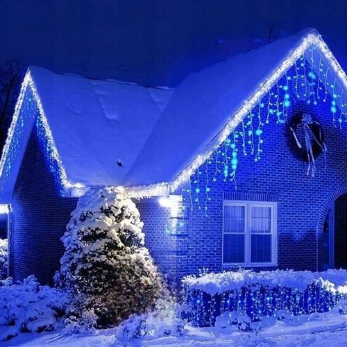 SOPLE 500 LED KURTYNA LAMPKI ZEWNĘTRZNE NIEBIESKIE + FLASH ZIMNY BIAŁY 15M na Arena.pl