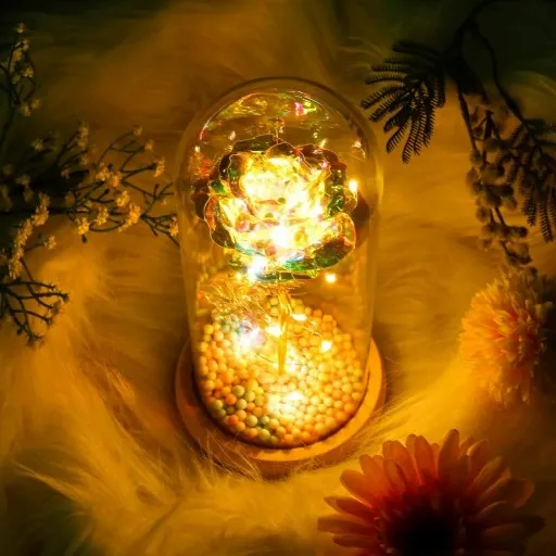 WIECZNA RÓŻA W SZKLE ŚWIECĄCA LED PREZENT PUDEŁKO NA WALENTYNKI DZIEŃ BABCI zdjęcie 13