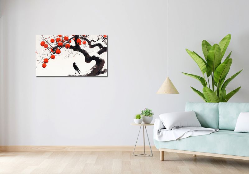 Obraz 90x50cm Kruk przy Drzewie zdjęcie 2