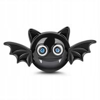 Zawieszka SREBRO 925 Charms Koralik Czarny Nietoperz Halloween