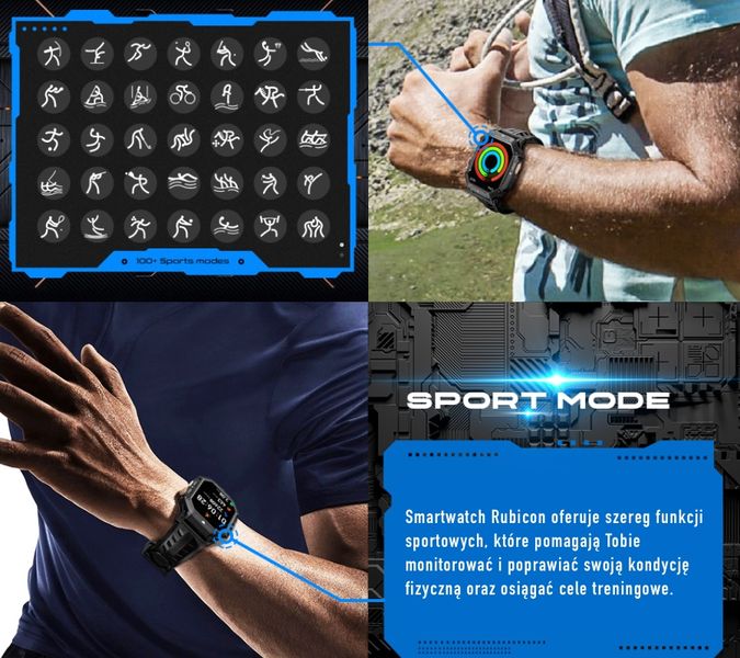 smartwatch męski rubicon rncf24-1 black zdjęcie 10