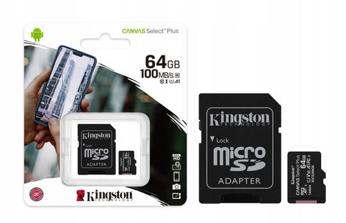 kingston karta pamięci microsd 64gb canvas select plus 100mb/s adapter na Arena.pl
