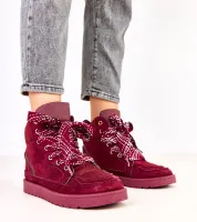 Bordowe sneakersy wysokie z grubymi sznurówkami Klevis 37