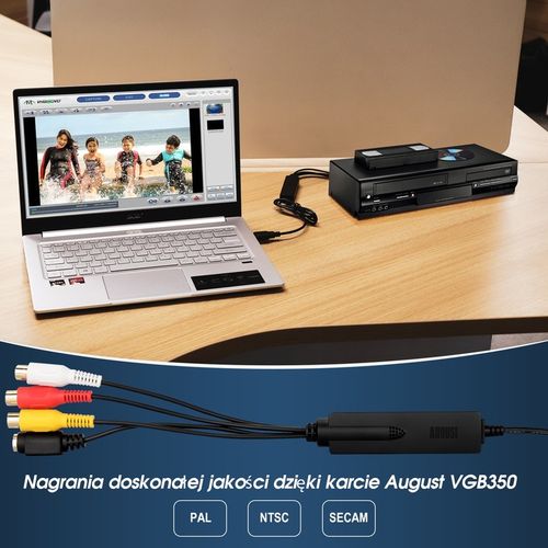 August VGB350 Video Grabber USB zgrywaj VHS na PC na Arena.pl