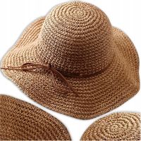 Słomiany Kapelusz Hat beżowy przeciwsłoneczny damski słomkowy LETNI PLAŻOWY