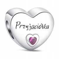 Zawieszka SREBRO 925 Charms Koralik Przyjaciółka Serce