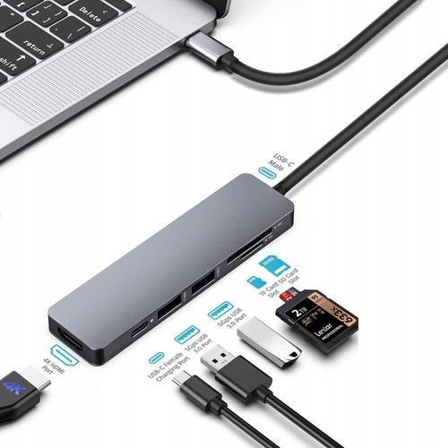 Adapter Hub USB C 3.0 CZYTNIK TF HDMI 4K 6w1Mac PD na Arena.pl