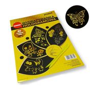 wydrapywanka hologramowa a4 10 arkuszy +2 rylce penword - złota