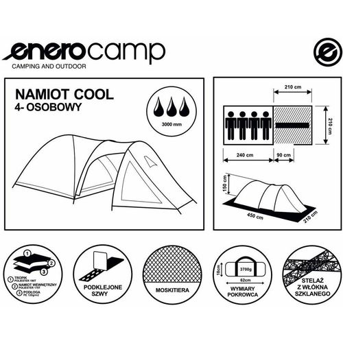 Namiot 4 osobowy Cool Royokamp Szaro Niebieski na Arena.pl
