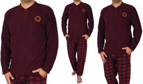 Piżama męska L POLAR krata GRUBA ciepła KIESZENIE na Arena.pl