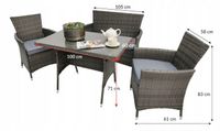 Zestaw mebli ogrodowych Lido 4-osobowy technorattan jasny szary