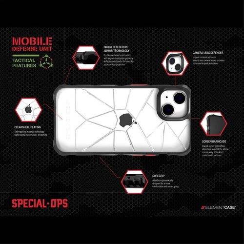 Element Case Special Ops X5 - Pancerne etui iPhone 14 (Mil-Spec Drop Protection) (Clear/Black) na Arena.pl