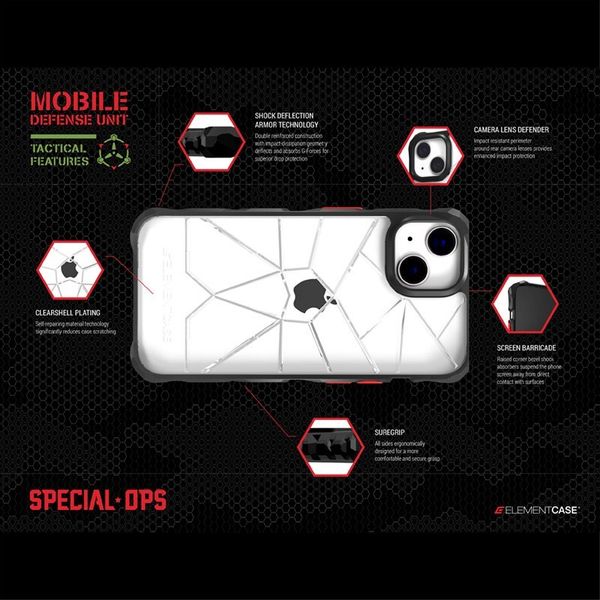Element Case Special Ops X5 - Pancerne etui iPhone 14 (Mil-Spec Drop Protection) (Clear/Black) zdjęcie 4