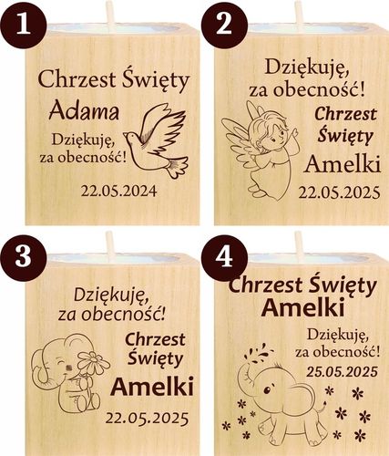 Podziękowanie dla Gości Komunia Chrzest piękny świecznik 10 szt grawer na Arena.pl