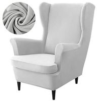 POKROWIEC NA FOTEL USZAK WELUR PREMIUM AKSAMIT ELASTYCZNY JASNY SZARY