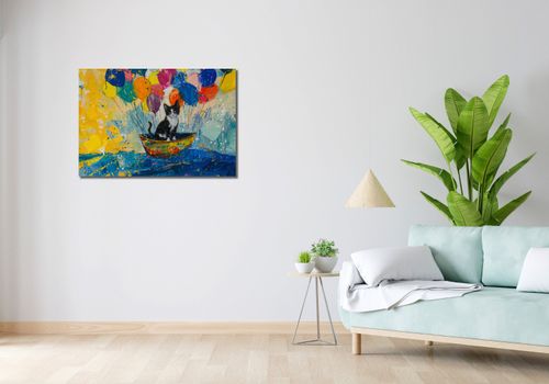 Obraz 90x60cm Kot na Łodzi na Arena.pl