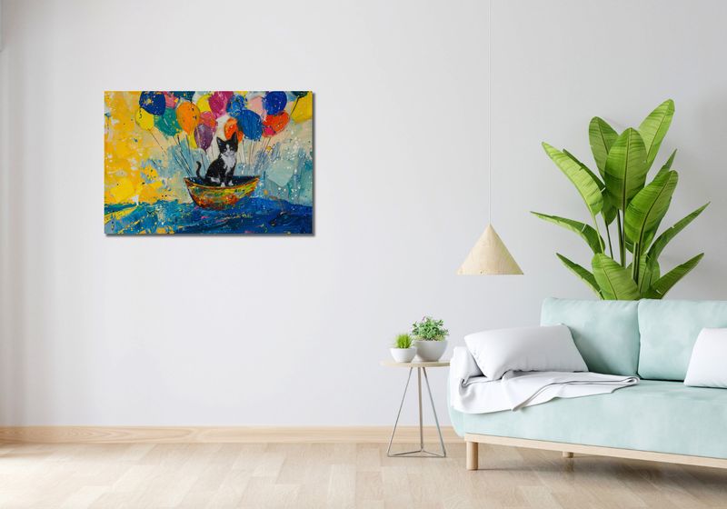 Obraz 90x60cm Kot na Łodzi zdjęcie 2