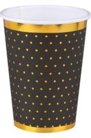 Kubeczki papierowe czarne w złote kropki, 10 szt.