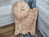 Zegar ścienny drewno z sową na tle księżyca motyw myśliwski 50cm na prezent