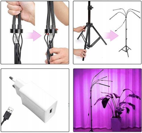 4x LAMPA PANEL DO WZROSTU UPRAWY ROŚLIN FULL SPECTRUM TIMER USB 36W 80 LED na Arena.pl