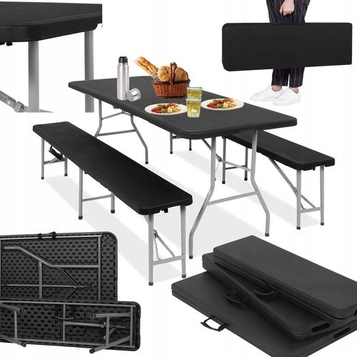 ZESTAW STÓŁ CATERINGOWY BANKIETOWY TURYSTYCZNY OGRODOWY CAMPINGOWY +2 ŁAWKI na Arena.pl
