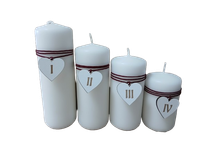 Zestaw świec adwentowych białych z numerami adwentu 1,2,3,4