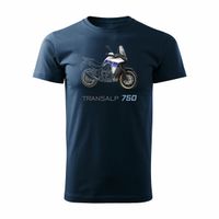 Koszulka motocyklowa z motocyklem na motor Honda Transalp 750 XL męska granatowa L