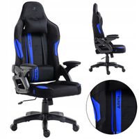 FOTEL GRACZA GAMINGOWY BIUROWY OBROTOWE KRZESŁO DO BIURKA niebieski WELUR