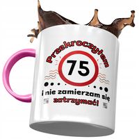 Kubek Różowy Na Urodziny 75 75Te 75-Te Prezent Z Nadrukiem Ze Zdjęciem