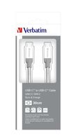 Kabel Verbatim USB-C(M) - USB-C(M) 3.1 Gen 2 0.3m srebrny