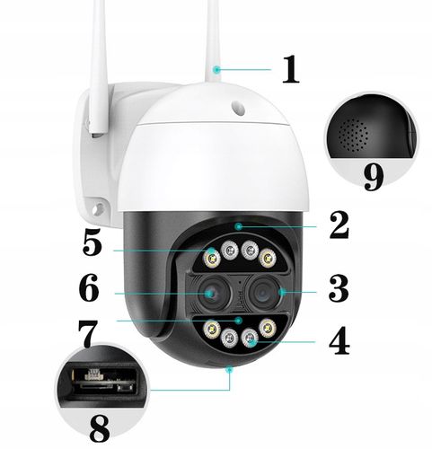 Zewnętrzna obrotowa kamera IP 2w1 8X ZOOM 2x 4MPx WIFI 2K na Arena.pl