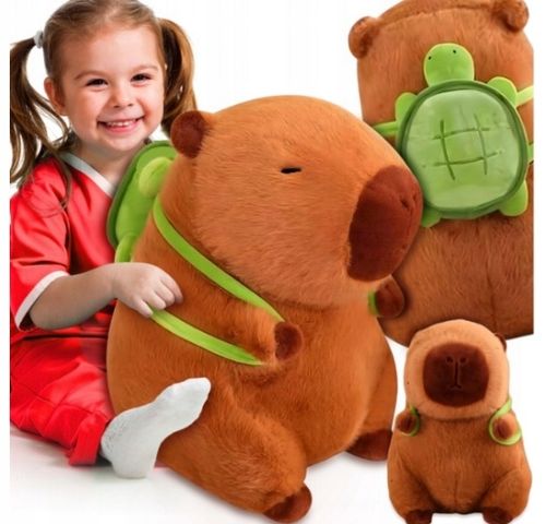 KAPIBARA PLUSZOWA MASKOTKA 50CM ZABAWKA Z PLECAKIEM ŻÓŁWIK MIĘKKA PLUSZAK na Arena.pl