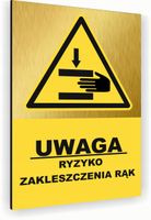 Tabliczka znak informacyjny 20x15 Złota RYZYKO ZAKLESZCZENIA Aluminiowa
