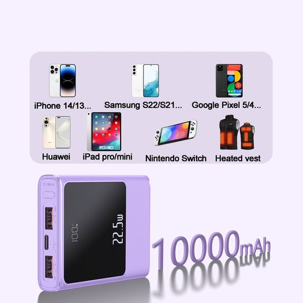 POWERBANK 10000MAH MOCNA SZYBKA ŁADOWARKA 22,5W 2XUSB A/USB-C WYŚWIETLACZ L zdjęcie 8