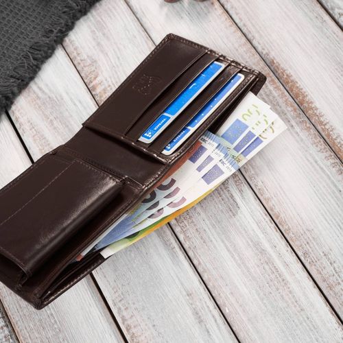 elegancki portfel męski skórzany brązowy z ochroną r na Arena.pl