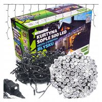 Lampki SOPLE LED 500 GĘSTE ZEWNĘTRZNE + Timer 8H + FLASH zimny biały 15m
