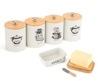 zestaw 4 pojemników kuchennych i maselniczka e-6056