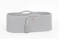 Kosz Mojżesza BOHO bawełniany Handmade z materacykiem - jasny szary