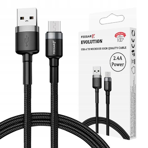 Feegar Kabel Usb-A Micro Usb Qc 3.0 Nylonowy 2.4A zdjęcie 1