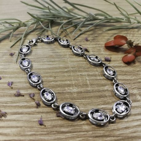 SREBRNA BRANSOLETA OWALE Z CYRKONIAMI SREBRO PRÓBY 925 na Arena.pl