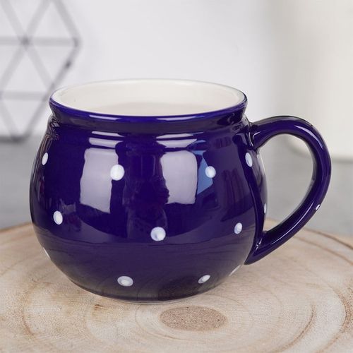 Kubek ceramiczny niebieski w grochy 200 ml na Arena.pl