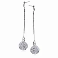 WISZĄCE SREBRNE KOLCZYKI BIAŁE KULKI KULECZKI 12MM KRYSZTAŁKI CRYSTAL BEADS