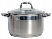 GARNEK Z POKRYWĄ SZKLANĄ 6,5 L 24 CM STALOWY VELIO GRUBE DNO INDUKCJA